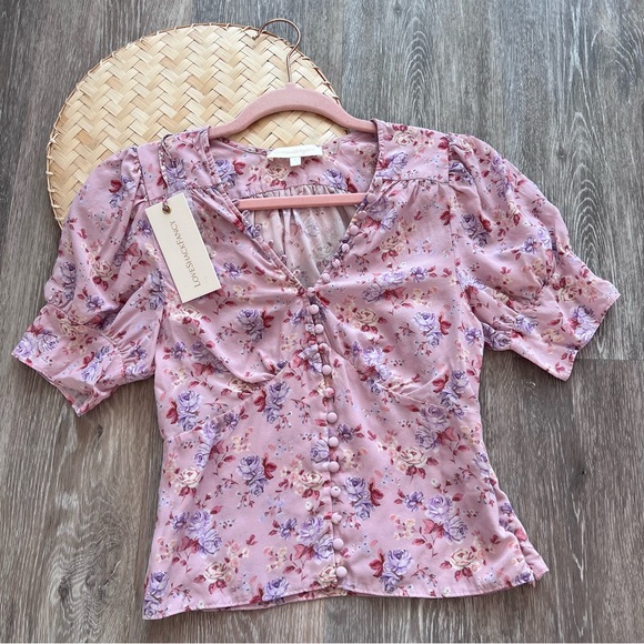 LoveShackFancy Tops - Nwt Loveshackfancy‎ sansom blouse warm taupe sienna 100% silk